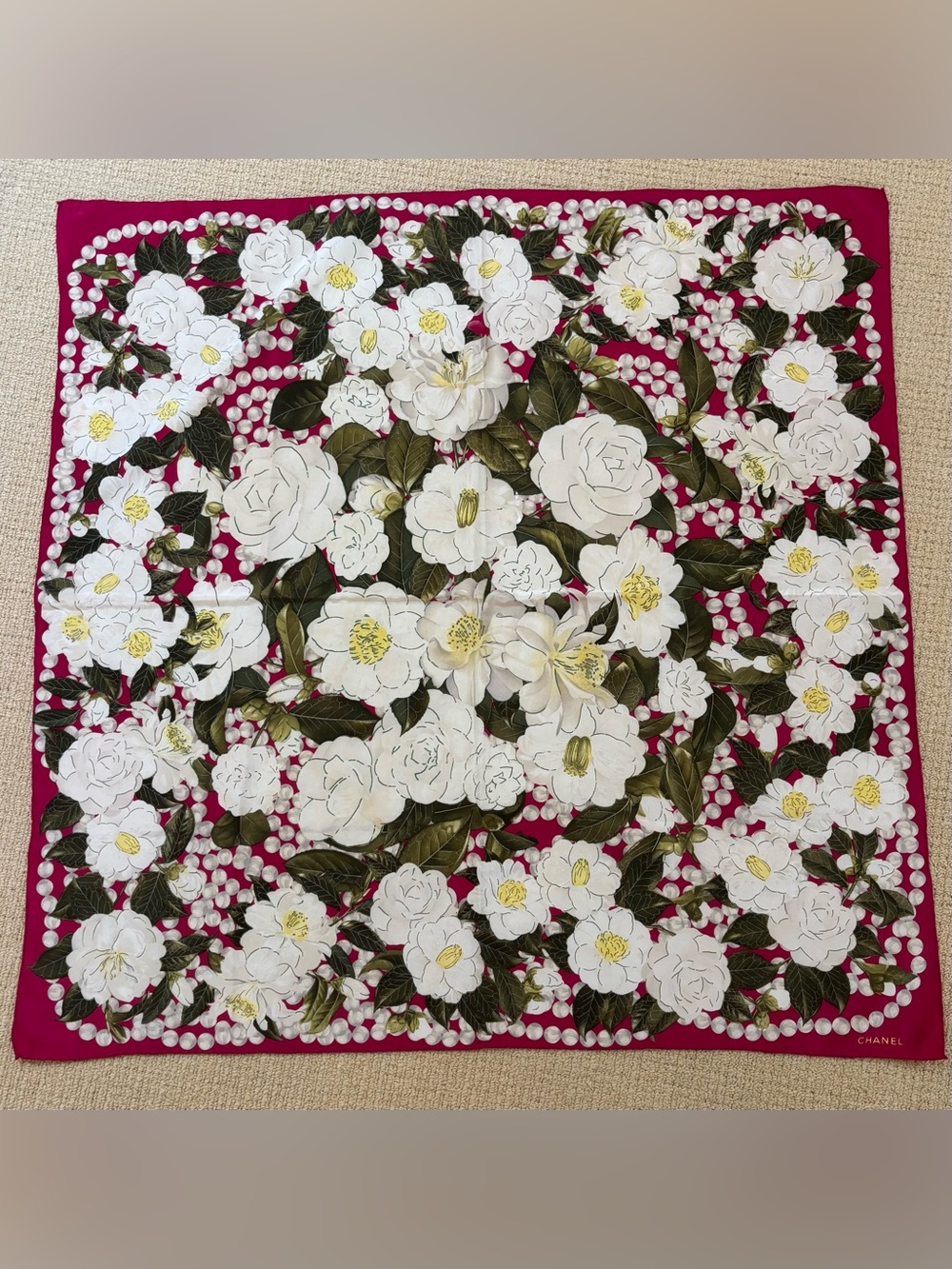 CHANEL silk scarf 34"